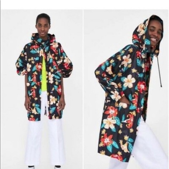 Zara Jackets & Blazers - Zara Floral Windbreaker Zipper Rain Jacket NWT Sz M
